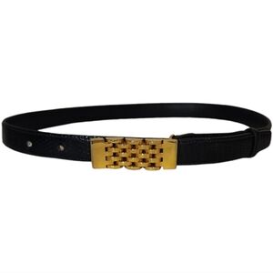 Vtg Black Belt with Golden Chain‎ Buckle size S